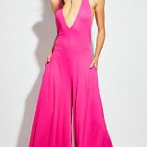 Free People- Leigh Open Back One Piece- Fuchsia  Small